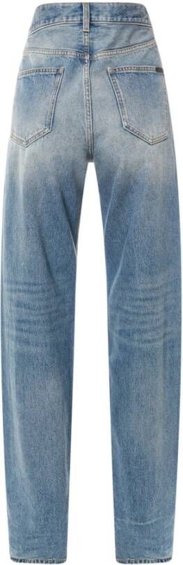 Saint Laurent Katoenen Jeans met knoopsluiting Blue Dames
