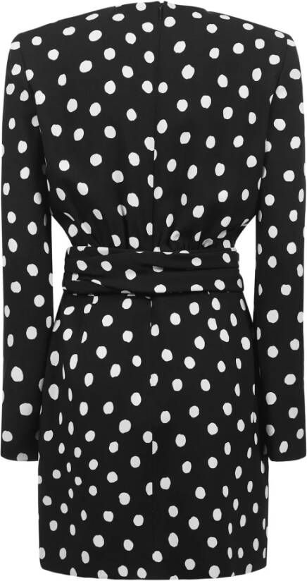 Saint Laurent Zwarte polkadot crepe mini-jurk Zwart Dames