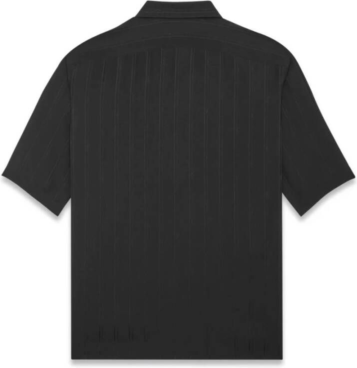 Saint Laurent Zwarte Zijden Overhemd met Korte Mouwen voor Heren Zwart Heren