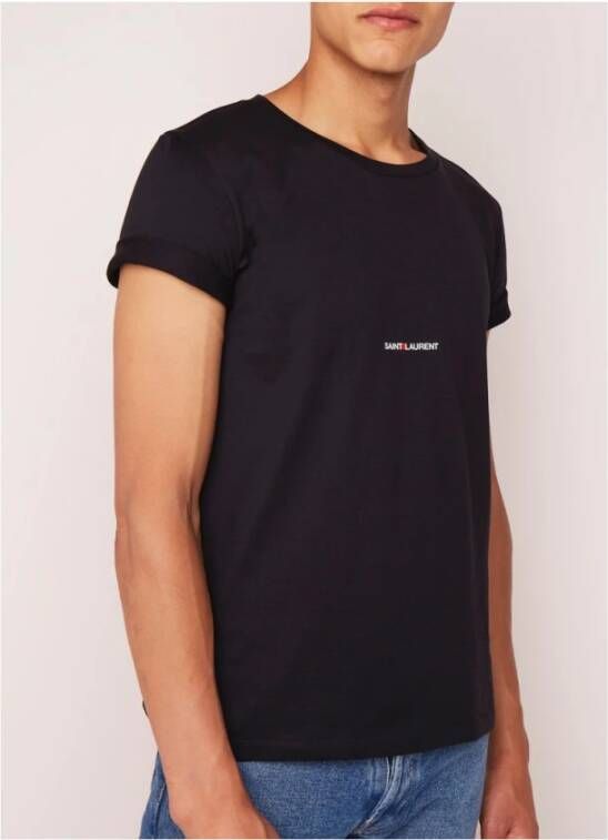 Saint Laurent Heren Ronde Hals T-Shirt Zwart Heren