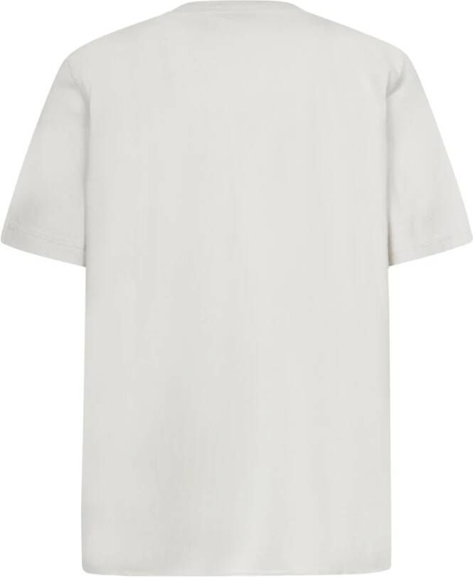 Saint Laurent Off-White Crewneck T-Shirt met Artistiek Logo Wit Heren