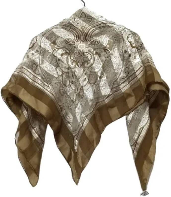 Saint Laurent Vintage Pre-owned Silk scarves Brown Dames