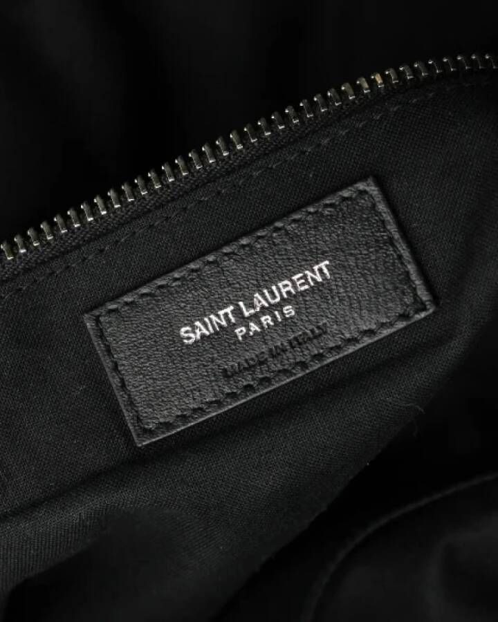 Saint Laurent Vintage Tweedehands Zwarte Leren Tote Tas Black Dames