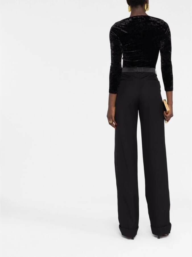 Saint Laurent Elegante Nero Wijde Broek Zwart Heren