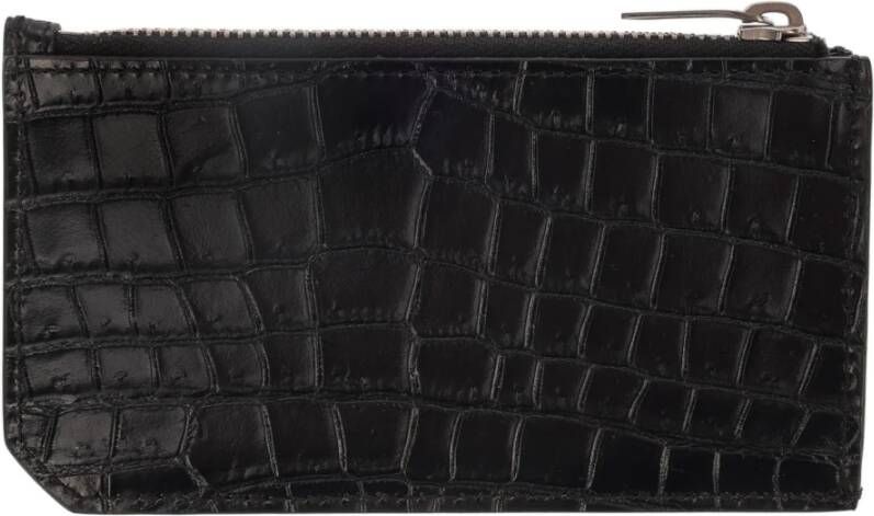 Saint Laurent Zwarte Portemonnee Regular Fit Geschikt voor alle temperaturen 100% leer Black Heren