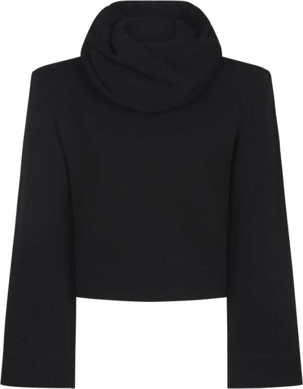 Saint Laurent Zwarte Sweatshirt van Biologisch Katoen met Schoorsteen Hals Black Dames