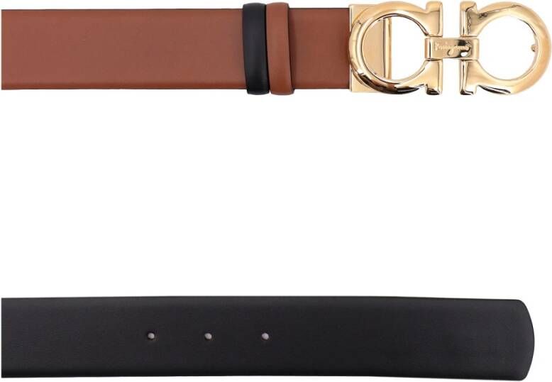 Salvatore Ferragamo Luxe bruine leren riem met Gancini-gesp Bruin Dames