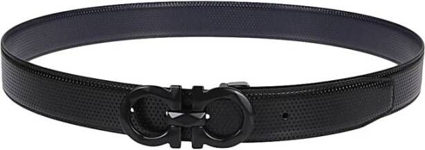 Salvatore Ferragamo Zwarte Leren Riem met Iconisch Logo en Kettingdetail Zwart Heren