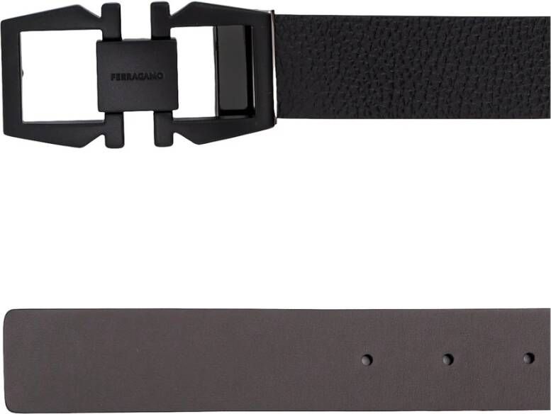 Salvatore Ferragamo Veelzijdige Leren Riem voor Mannen Zwart Heren