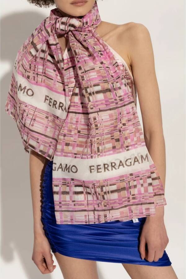 Salvatore Ferragamo Geruite sjaal Roze Dames