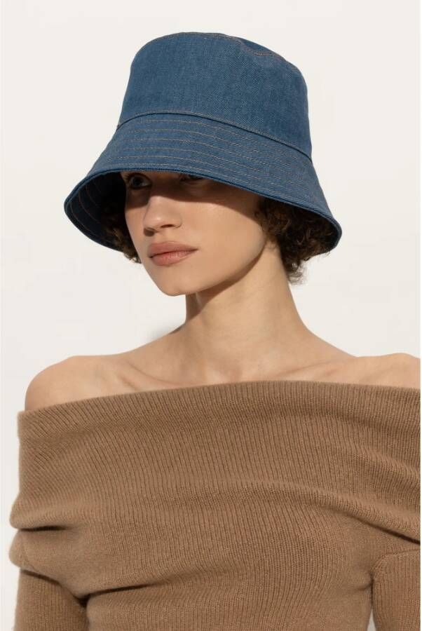 Salvatore Ferragamo Denim bucket hoed met logo Blauw Dames