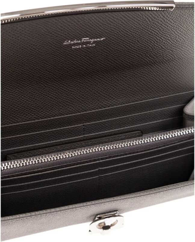 Salvatore Ferragamo Leren portemonnee met logo Grijs Dames