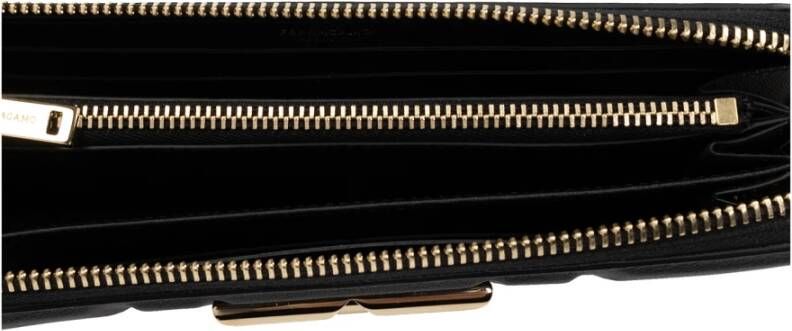 Salvatore Ferragamo Leren portemonnee met logo Zwart Dames