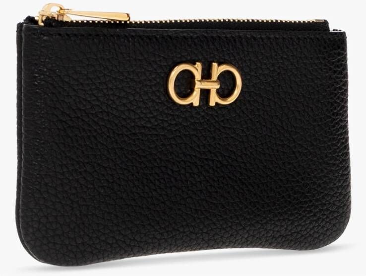 Salvatore Ferragamo Leren sleuteletui met rits Black Dames
