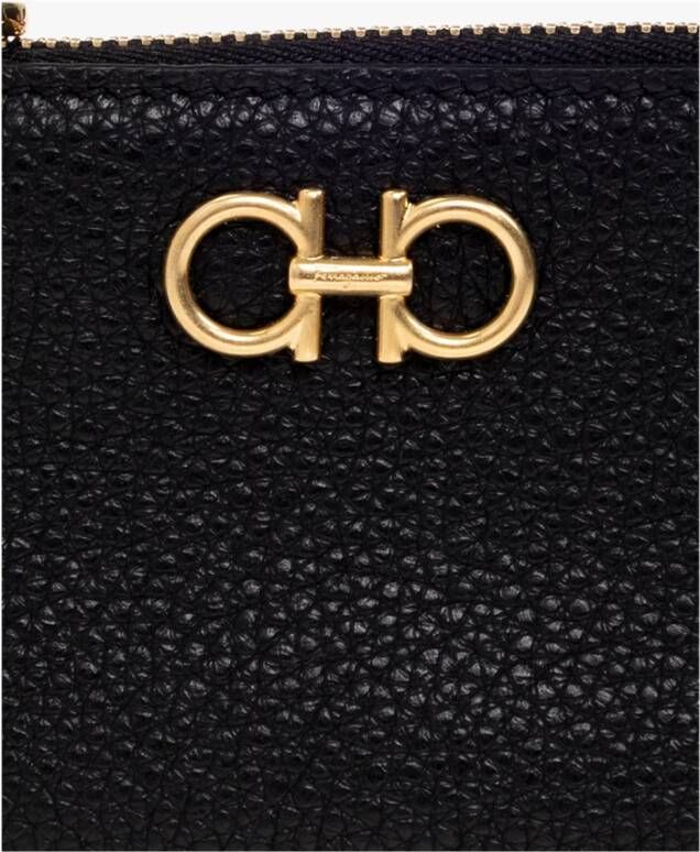 Salvatore Ferragamo Leren sleuteletui met rits Black Dames