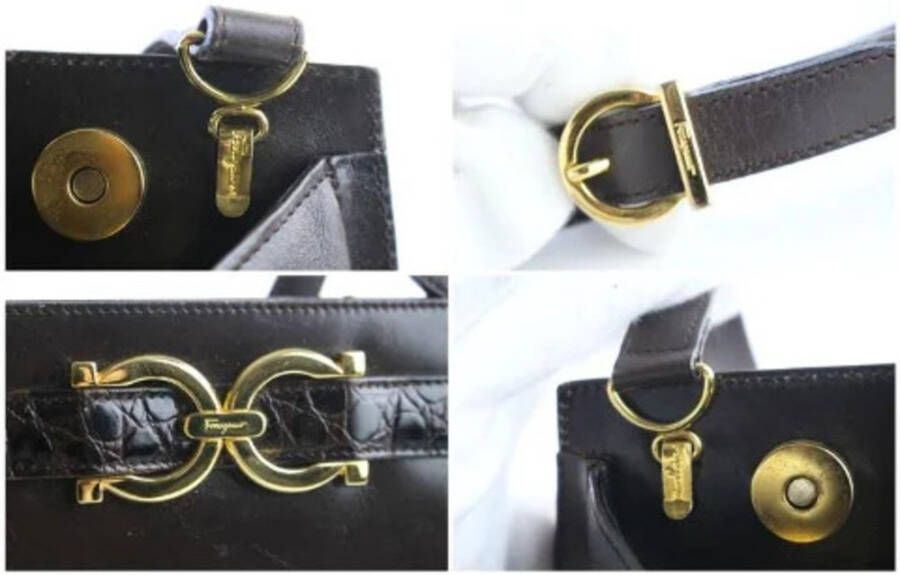 Salvatore Ferragamo Pre-owned Voldoende lederen crossbody-bags Bruin Dames