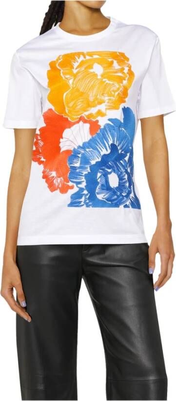 Salvatore Ferragamo Geborduurd Katoenen T-Shirt met Bloemen Wit Dames