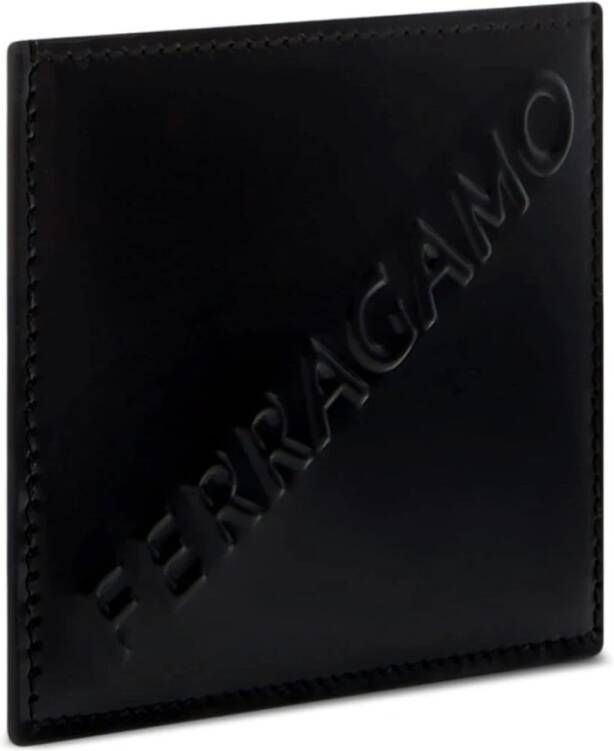 Salvatore Ferragamo Zwarte Logo-In reliëf gemaakte Leren Portemonnee Black Heren