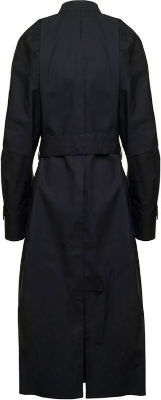 Salvatore Ferragamo Zwarte Oversized Trenchcoat met Mandarin Kraag Zwart Dames