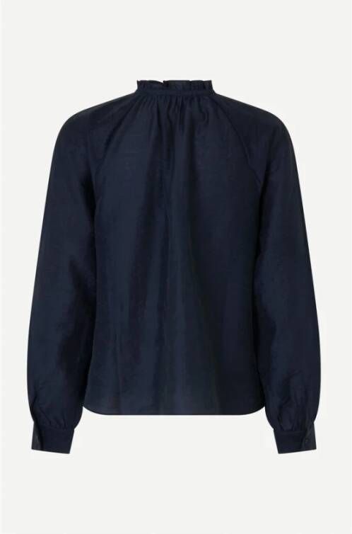 Samsøe Gestructureerde Jacquard Blouse Blauw Dames
