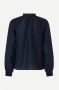 Samsøe Gestructureerde Jacquard Blouse Blauw Dames - Thumbnail 3