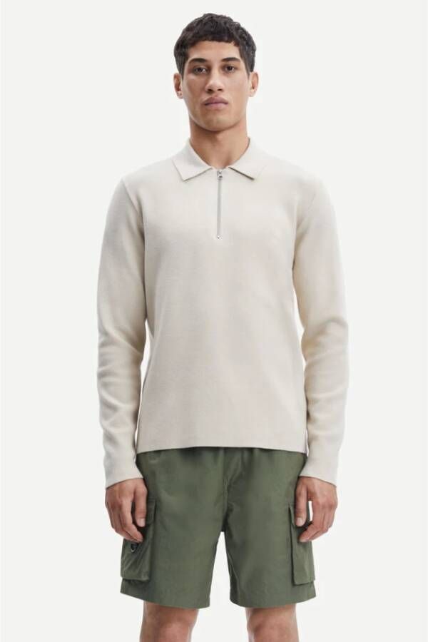 Samsøe Stijlvolle Guna Half ZIP Polo Shirt Beige Heren