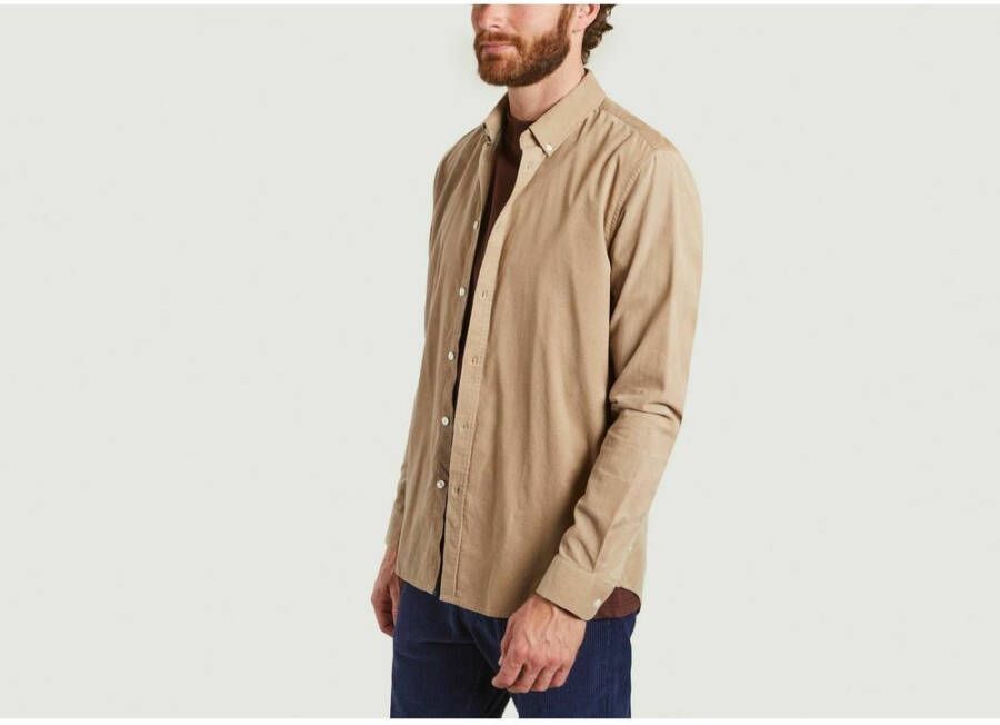 Samsøe Normaal Overhemd Beige Heren
