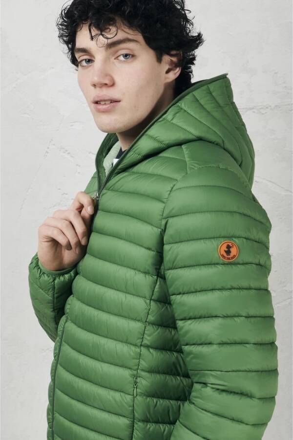 Save The Duck Lichtgewicht nylon jas met Plumtech vulling en aangepaste rits Groen Heren