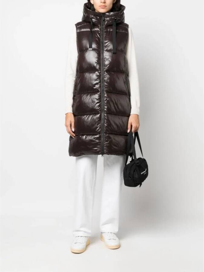 Save The Duck Lange Puffer Gilet Bruin Dames