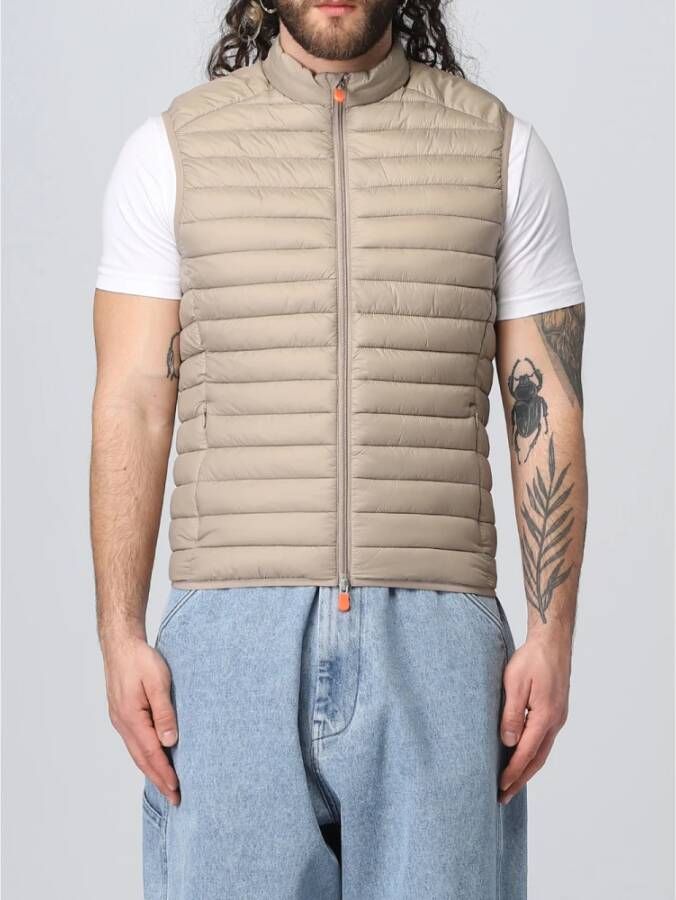 Save The Duck Lichtgewicht gewatteerd vest met mandarijnkraag Beige Heren