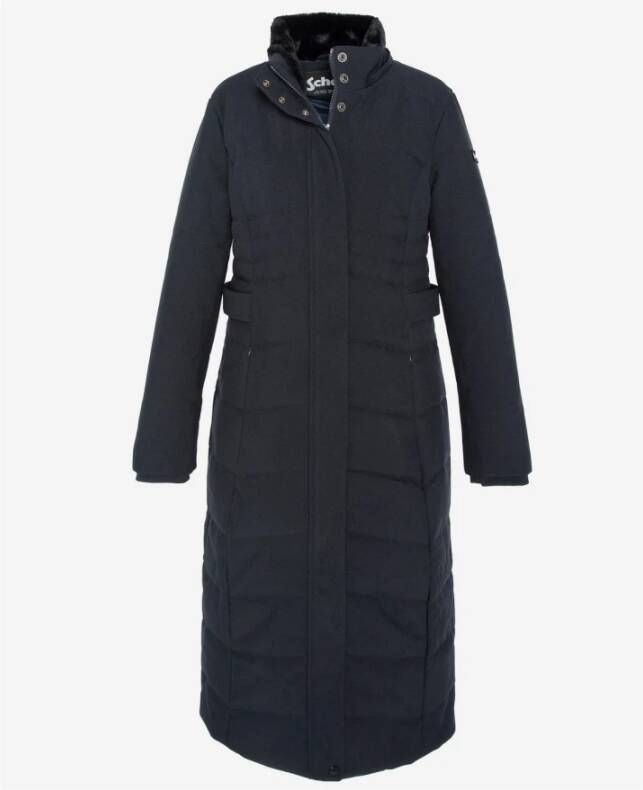Schott NYC Lange Parka met Afneembare Capuchon Blue Dames