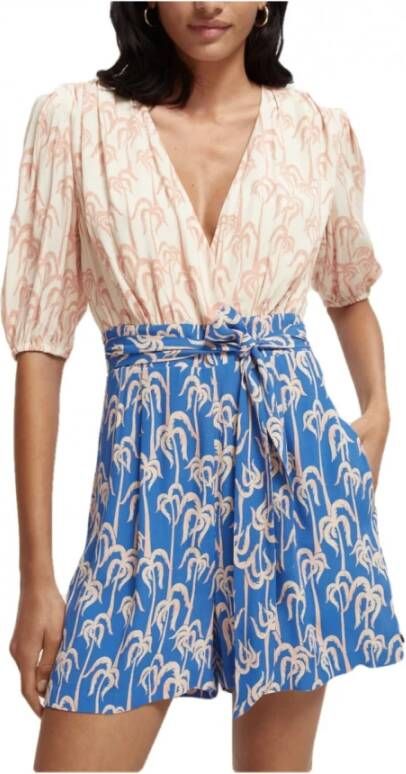 Scotch & Soda Elegante Viscose Jumpsuit Blauw Dames