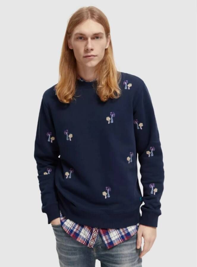 Scotch & Soda Stijlvolle Ronde Hals Gebreide Trui voor Heren Blauw Heren