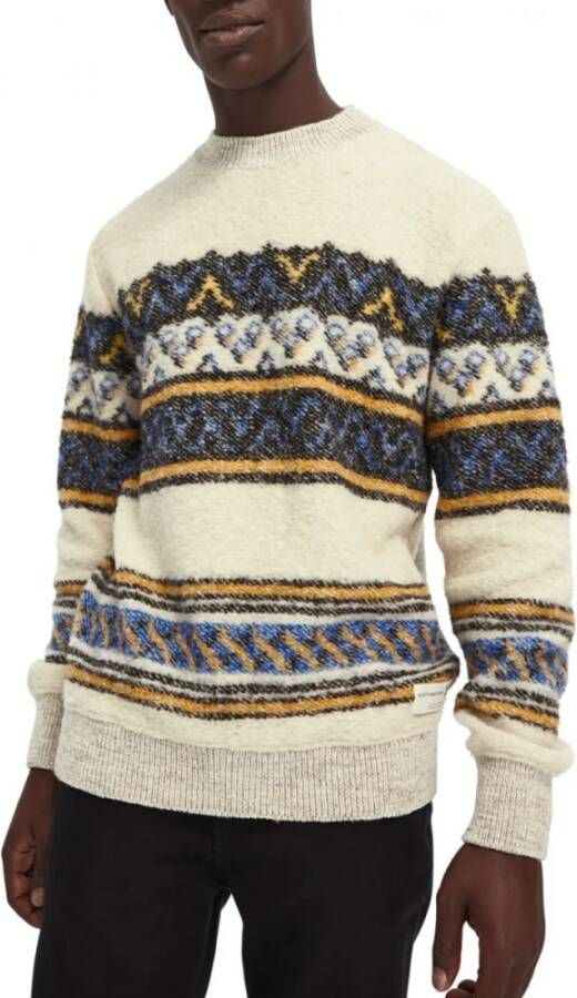 Scotch & Soda Bouclé Wollen Trui Blijf Warm en Stijlvol Beige Heren