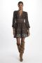 Sea NY Bruine Kruissteek Mini Jurk Bruin Dames - Thumbnail 2