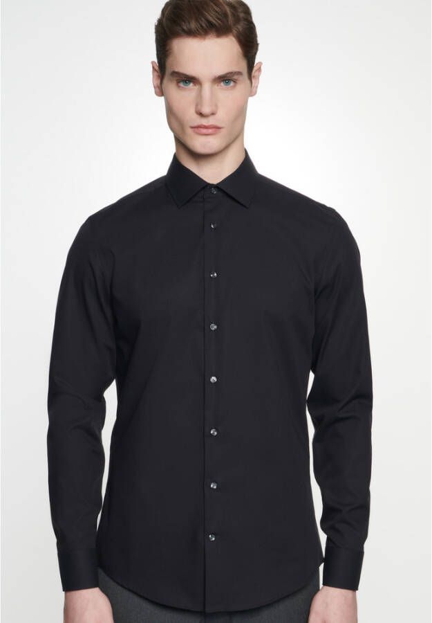 seidensticker Business Shirt Shaped Zwart Heren