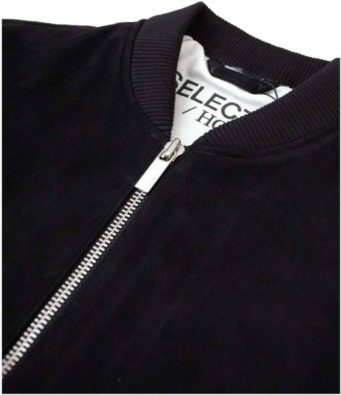 Selected Homme Lederen bomberjack Zwart Heren