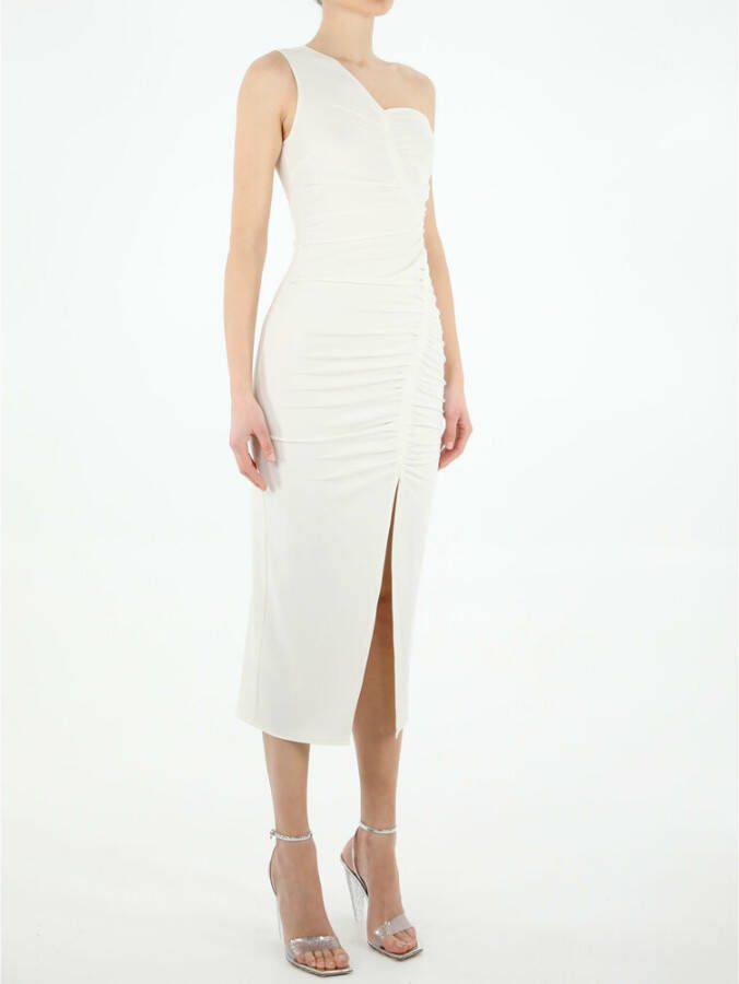 Self Portrait Beige Asymmetrische Midi Jurk Beige Dames
