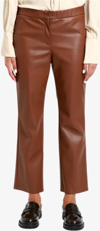 Semicouture Leather Trousers Bruin Dames