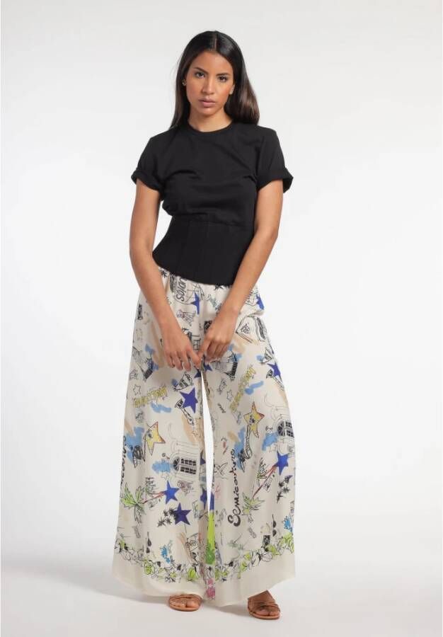Semicouture Wide Trousers Wit Dames