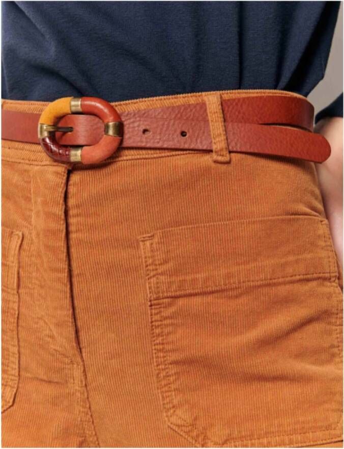 Sessun Crop en wijde pijpen katoenen fluwelen broek Orange Dames