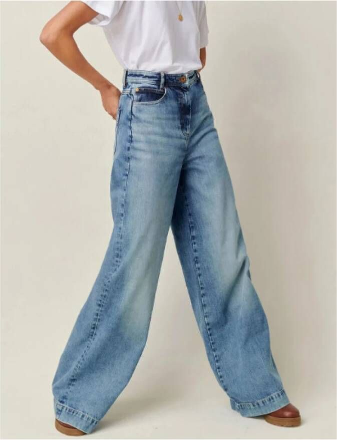 Sessun Hoge Taille Wijde Pijp Jeans Blue Dames