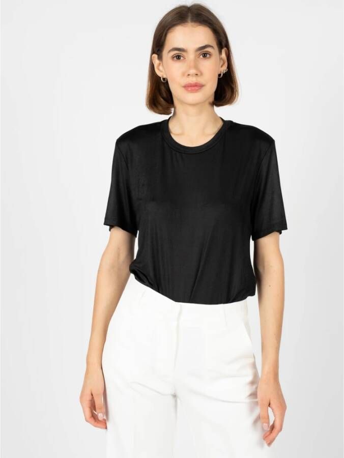 Silvian Heach Basis Ronde Hals T-Shirt met Korte Mouwen Zwart Dames