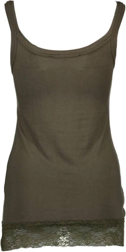 Silvian Heach Green Cotton Tops & T-Shirt Groen Dames