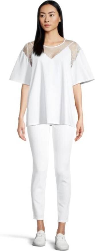 Silvian Heach Kanten Overlay T-Shirt White Dames