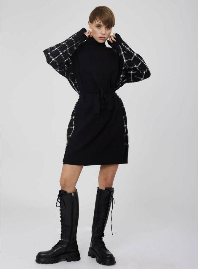 Silvian Heach Over jersey dress with belt Zwart Dames