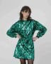 Silvian Heach Pailletten jurk met dierenprint Masaharu groen - Thumbnail 8