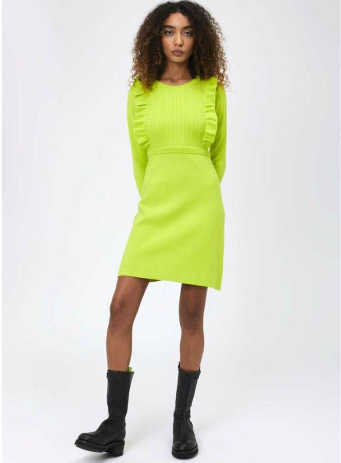 Silvian Heach Short knit dress with rouches Groen Dames