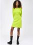 Silvian Heach Midi Jurk met Gevlochten Patroon en Gerimpelde Voorkant Green Dames - Thumbnail 3