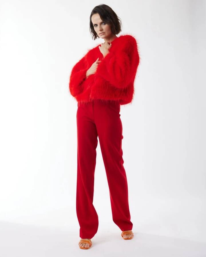 Silvian Heach Broek met hoge taille en rechte pijpen Rood Dames